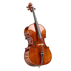 Fototapeta premium A beautifully crafted cello showcasing rich wood grains and elegant curves, ideal for musicians and music lovers. Png, Transparent background.