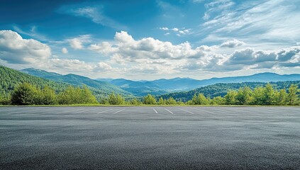 Empty parking lot, mountain vista