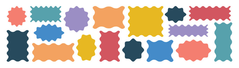 Fototapeta premium zigzag shape design. Zig zag edge rectangle shape, colorful collection. Different shapes and sizes frame with zigzag edge. Set of frames with zigzag edge.