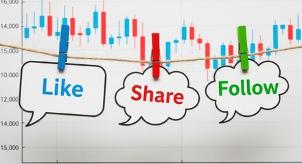 Social media marketing strategy like share follow growth stock market analysis trends