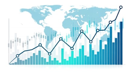 Stock market growth chart analysis and global business financial data analysis trend