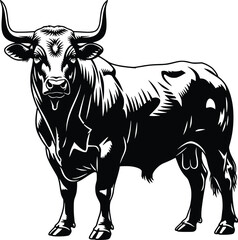 Fototapeta premium black silhouette cow shape sharp image white background