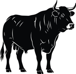 Fototapeta premium black silhouette cow shape sharp image white background