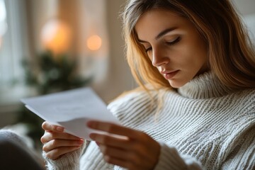 Close-up of a person reading the result of a coronavirus test kit at home, ensuring accurate testing and health monitoring., Generative AI