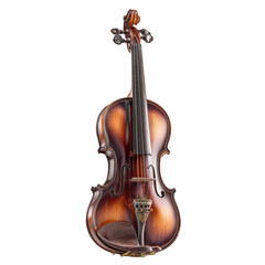 Fototapeta premium A classic wooden violin showcasing intricate craftsmanship and rich tones. Png, Transparent background.