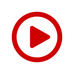 transparent png vector image of red video play button with rounded triangle icon