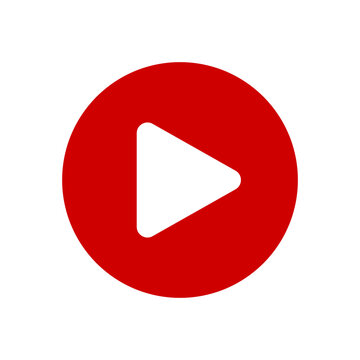transparent png vector image of red video play button with rounded triangle icon