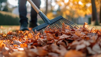 Person raking leaves in autumn (1)