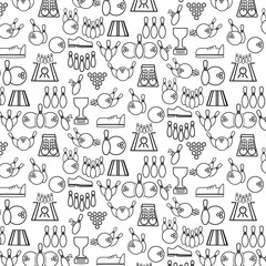 Bowling sport icon element seamless pattern background