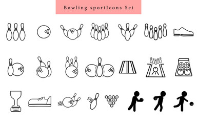 Bowling sport icon set element design