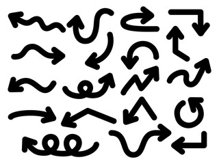 黒くて太い線の矢印アイコンセット