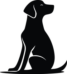 Obraz premium Serene Labrador Retriever silhouette: Editable vector illustration, elegant, minimalist dog design, perfect for pet logos, prints, and websites.