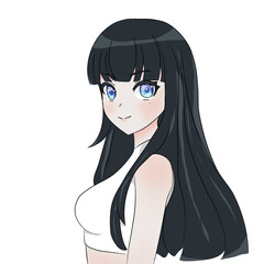 Elegant Anime Girl with Blue Eyes