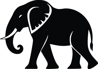 Fototapeta premium Strong African Elephant Silhouette: Elegant, Minimalist, Powerful, Corporate Logo Design.