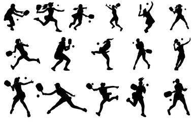 pickle ball player set silhouette bundle