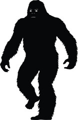 Obraz premium Bigfoot Silhouette: Menacing, Powerful, Dark, Mysterious, Upright, Walking, Primate, Creature, Vector Illustration, Isolated Graphic.