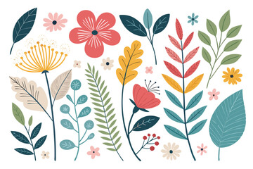 Abstract Botanical Flat Collage – Modern Summer Plant Illustration with Organic Shapes and Nature-Inspired Design – Perfect for Posters, Social Media, Branding, and Wall Art

