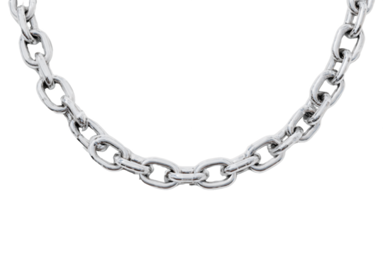 Silver Chain Necklace on Transparent Background, PNG