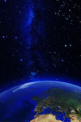 Fototapeta premium Earth's view from space, Milky Way
