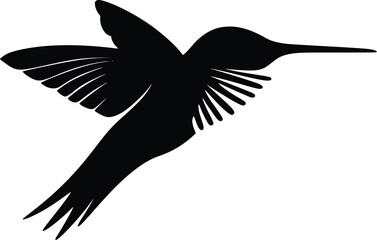 Obraz premium Elegant Hummingbird Silhouette: Flight, Nature, Graphic Design Element