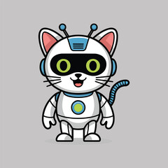 Cute robot cat character vector illustration,Generative Ai