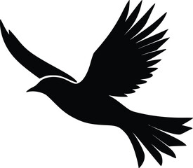 Obraz premium Elegant black bird silhouette: graceful flight, peaceful mood, vector art.