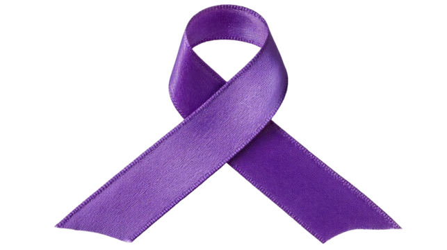 Purple awareness ribbon isolated transparent background with