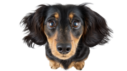 Isolated dog transparent background with curious expression