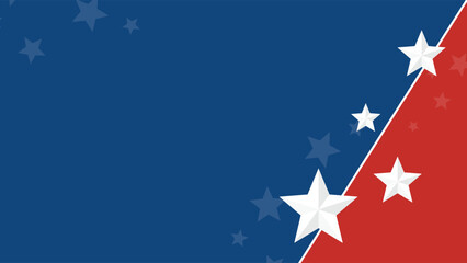American Patriotic Background with Red and Blue Diagonal Split and Stars