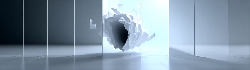 Abstract white form in a space
