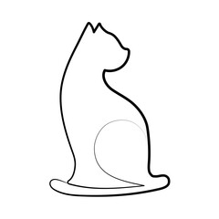 Set of Stylized Cat Silhouettes and Line Art