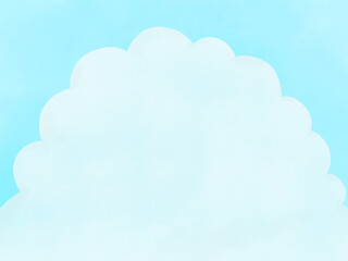 青空とクレヨンタッチの雲のイラスト背景