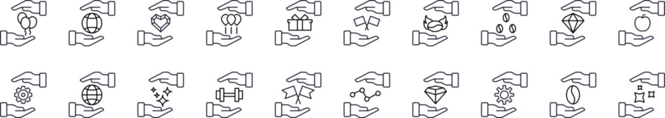 Business, Diamond, Food, Flag, Globe Collection of Thin Icons. Editable Stroke. Perfect for Web Sites, Books, Cards, Apps