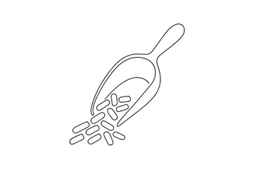 Scoop with Pellets continuous one line drawing minimalism design