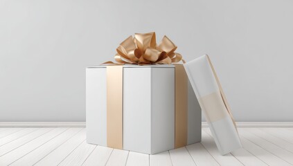 Cartoon gift box mockup with blank space for placing your custom logo or design.