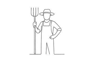 Farmer Man continuous one line drawing minimalism design
