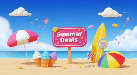 Summer Beach Deals: 3D Illustration