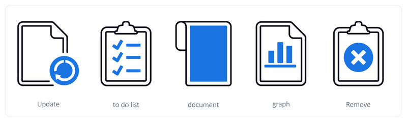 A set of 5 mix icons as update, to do list, document