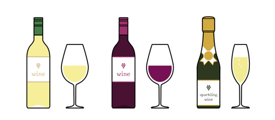 赤白ワインとスパークリングワイン