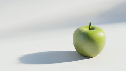 Minimalist Green Apple on Sunlit Surface

