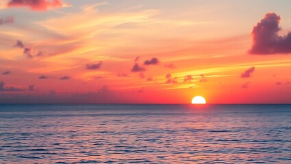 Ocean sunset scenery: vibrant sky and sea