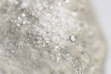 Macro photograph of white crystalline material
