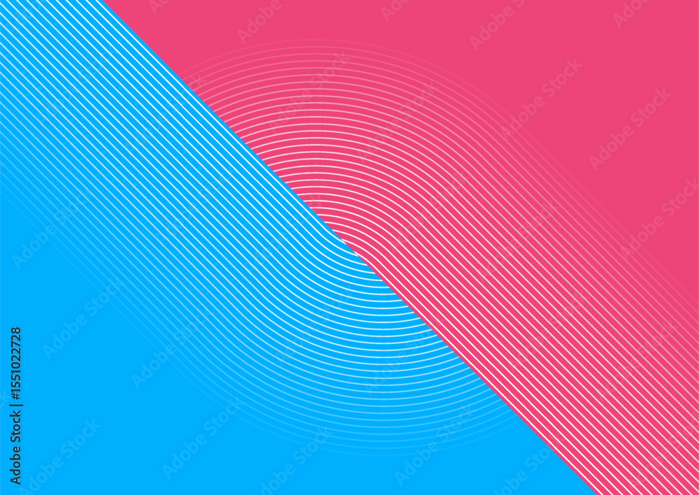 Poster Blue and pink linear pattern abstract geometric minimal background. Vector digital art design