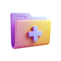 Transparent PNG 3D Icon Representing a Folder with a Plus Sign Indicating Addition or Safety Measures