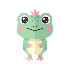 Fototapeta premium Cute Cartoon Frog Prince with Crown.