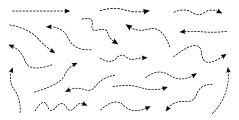 Curved dotted arrow. Zigzag arrow stripes design with dotted lines. Vector illustration