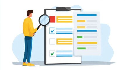 Visual Representation of an Audit Process Featuring a Checklist and Document Review