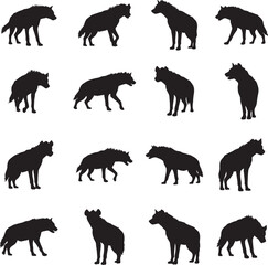 Collection of Hyena Silhouettes in Various Poses