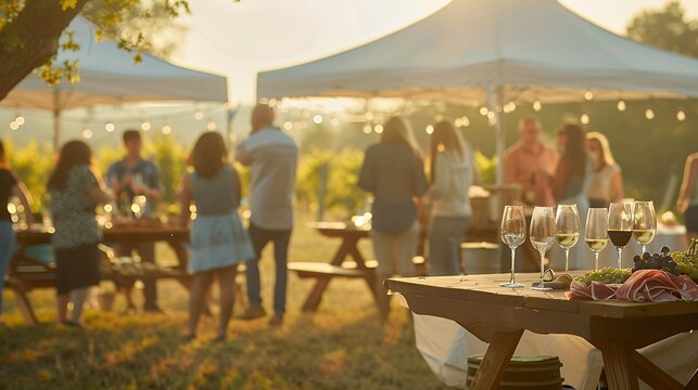 Vineyard Celebration: An Outdoor Gathering at Sunset