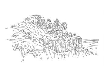 Naklejka premium Three Sisters in Australia one line drawing